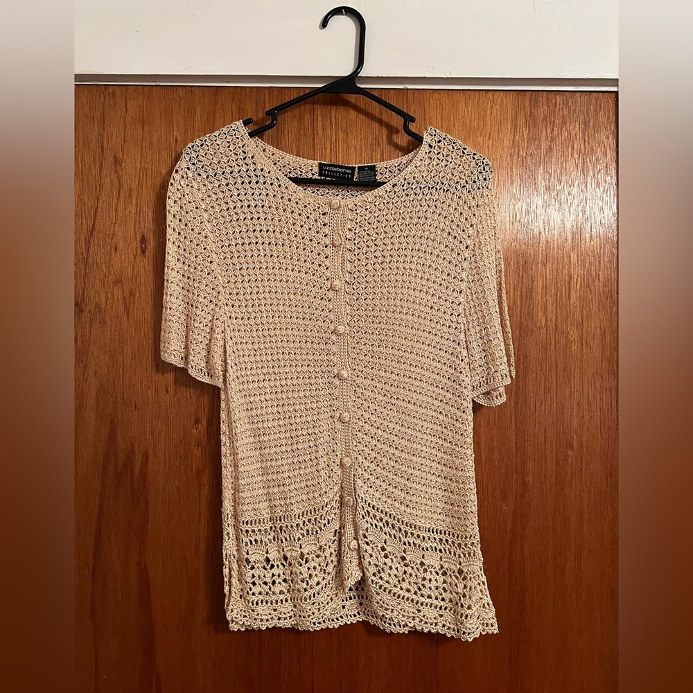 Vintage Liz Claiborne Short Sleeve Rayon Sweater/Jacket